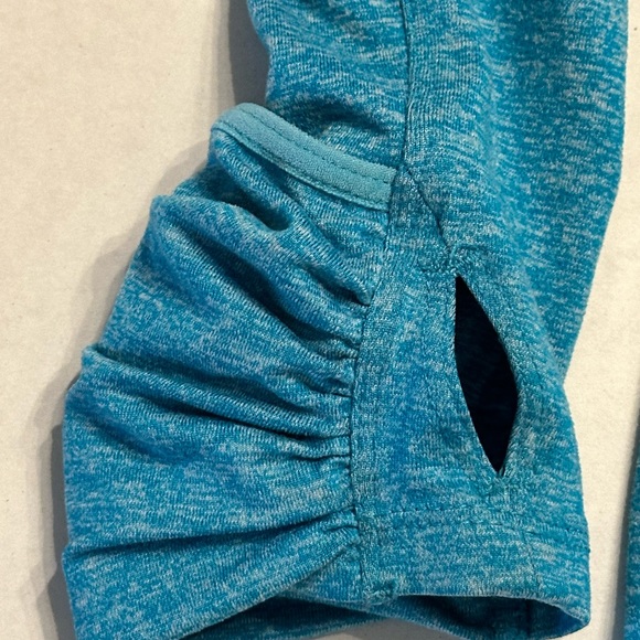 Nike Running Dri Fit Long Sleeve Blue Knit Hoodie Thumb Hole Mitts Reflective - Picture 4 of 5